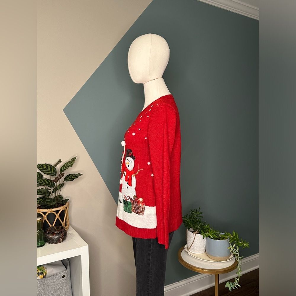 Karen Scott Ugly Christmas Embellished Santa Reindeer Snowman Holiday Sweater SP - Picture 2 of 8